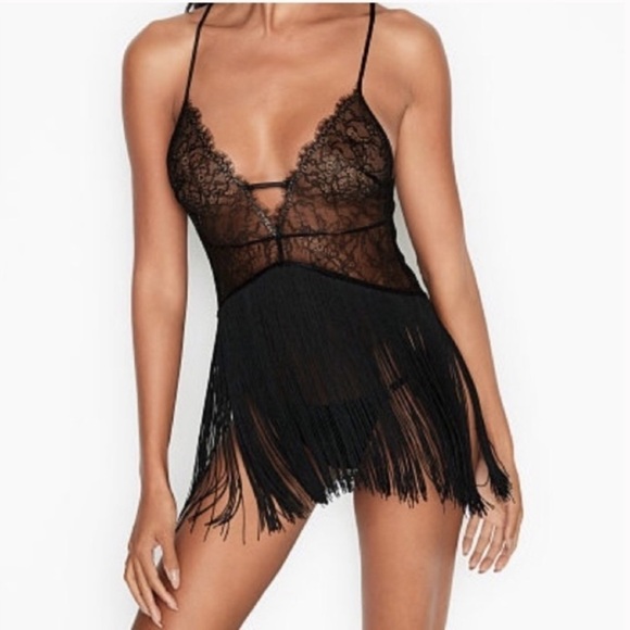 Victoria's SecretLace Fringe Cowgirl Sexy Slip Teddy Lingerie Bralette Top